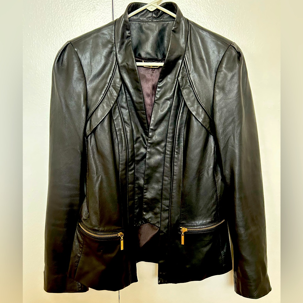 Marciano Black Leather Jacket Blazer Size Xs